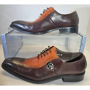 Felix Chu Men's Conac/Brown Oxfords Genuine Calf Leather  Wingtip Shoe Size 8.5